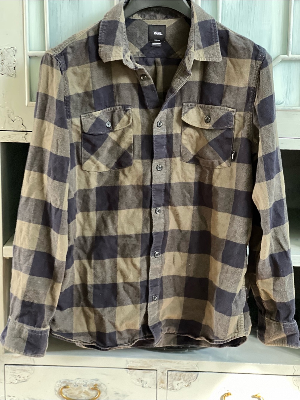 Vans Olive Green & Black Plaid Flannel Shirt Jacket
